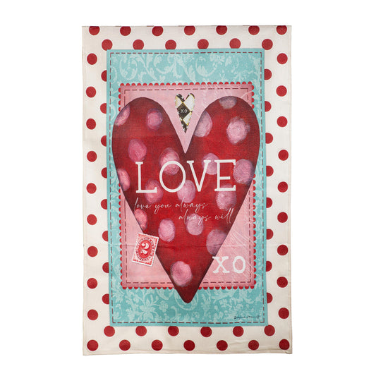 Vintage Valentine Burlap House Flag
