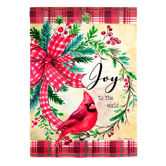 Cardinal Joy Burlap House Flag