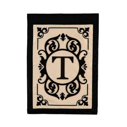 Cambridge Monogram Garden Applique Flag, Letter T