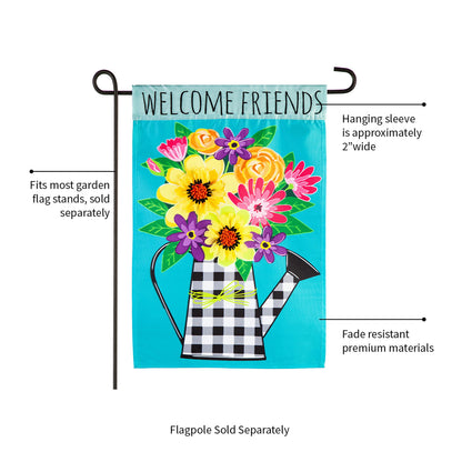 Buffalo Check Watering Can Garden Applique Flag