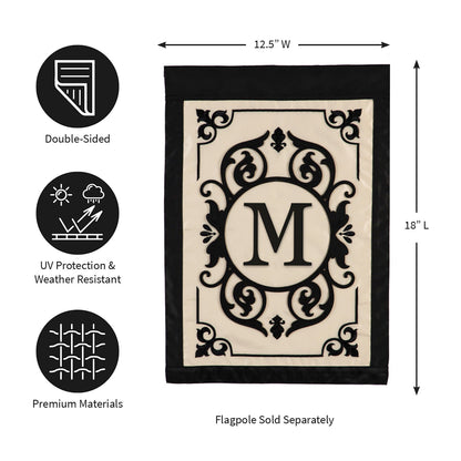 Cambridge Monogram Garden Applique Flag, Letter M
