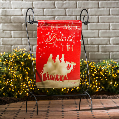 Red and Gold Christmas Night Garden Lustre Front & Back Flag