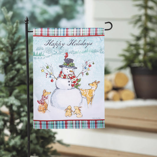 Snowman Holiday Reversible Suede Garden Flag