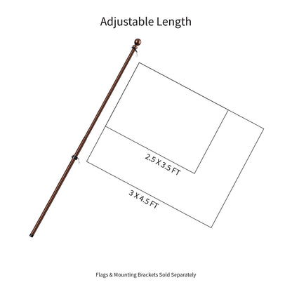 Extendable Metal House Flag Pole, Bronze