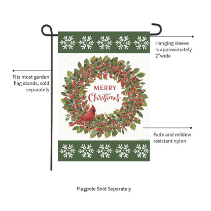 Christmas Cardinal Moire Garden Flag
