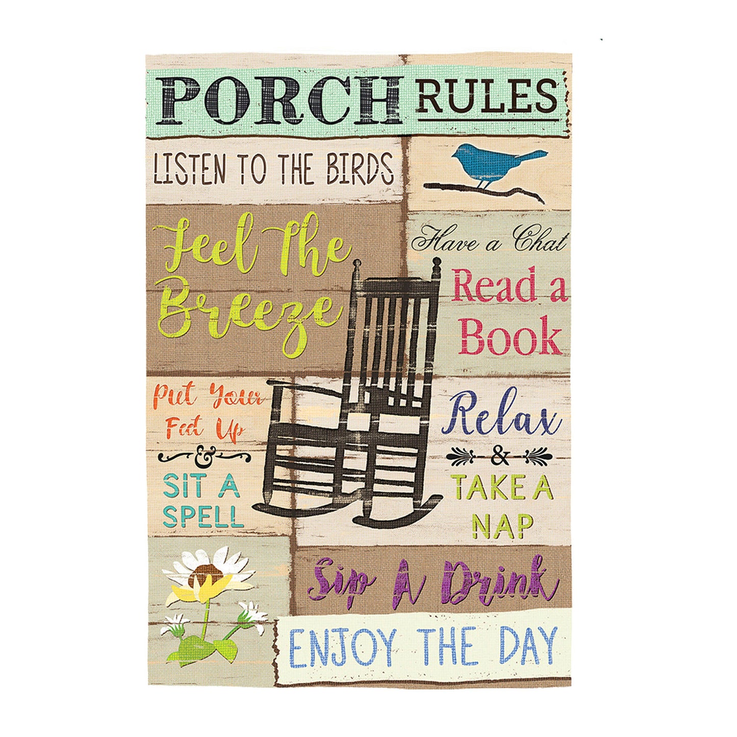 Porch Rules House Suede Flag