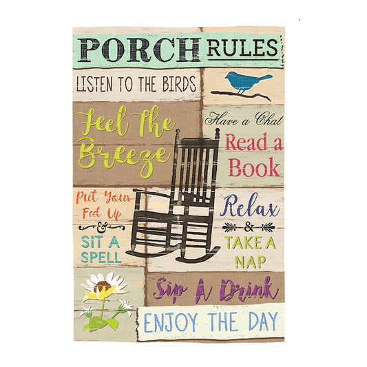 Porch Rules House Suede Flag
