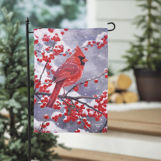 Red Cardinal Suede Garden Flag