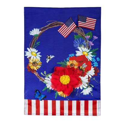 Patriotic Wreath Applique Garden Flag