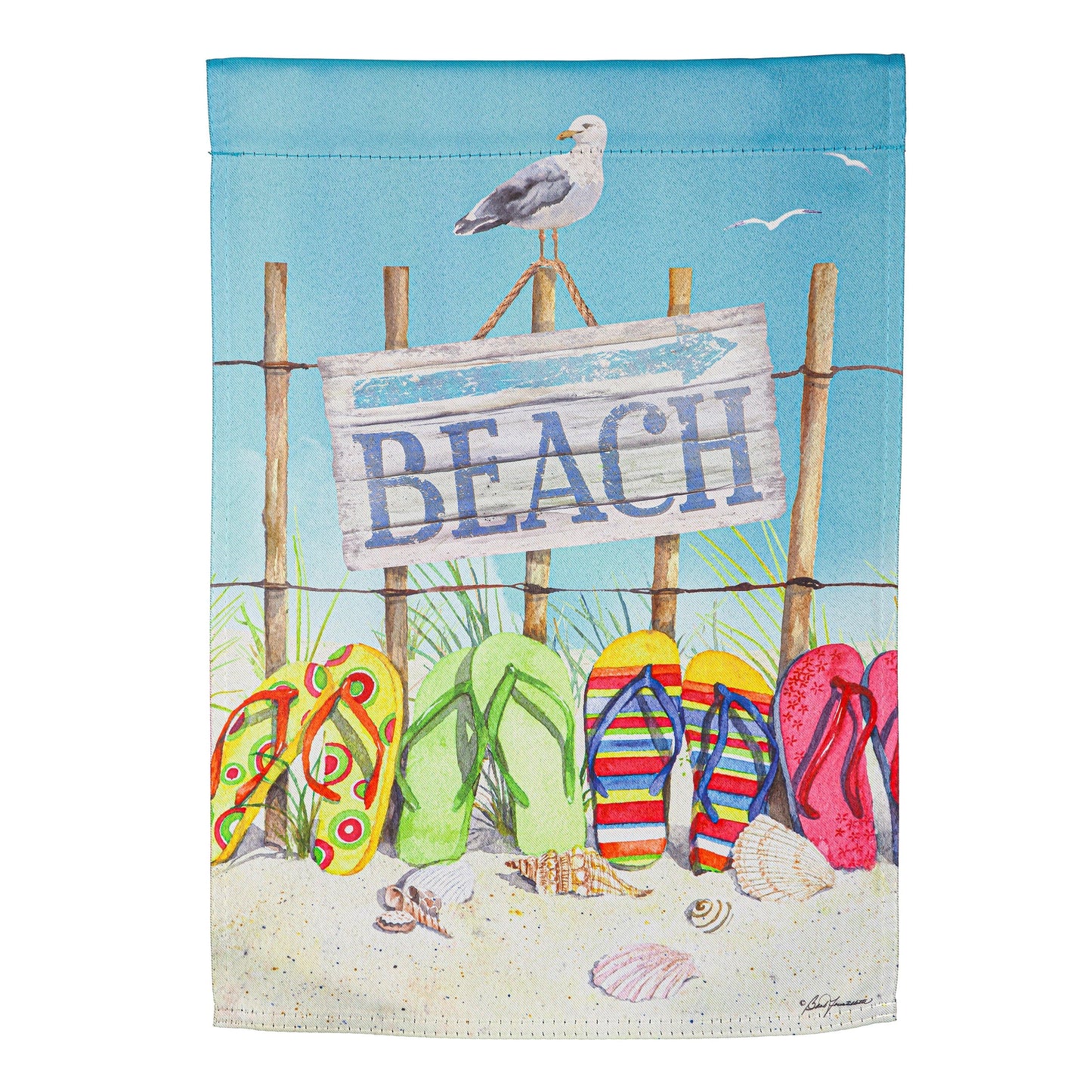 Flip Flops on the Beach Suede House Flag