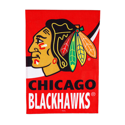 NHL Hockey Burlap Garden Flag, Chicago Blackhawks