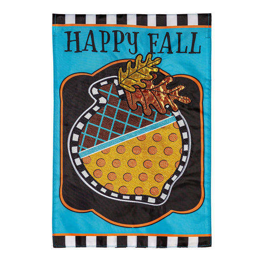 Happy Fall Acorn Applique Garden Flag