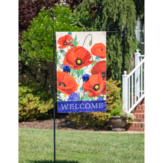 Poppies Welcome House Linen Flag