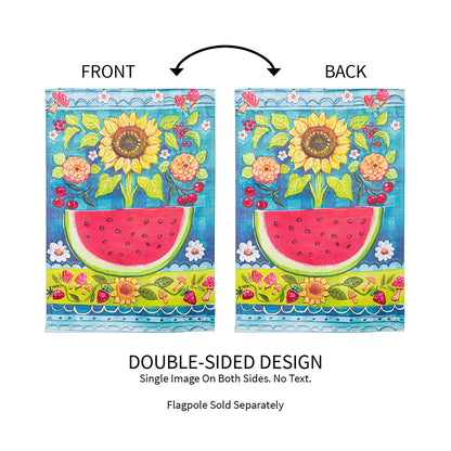 Folk Sunflower Suede Garden Flag