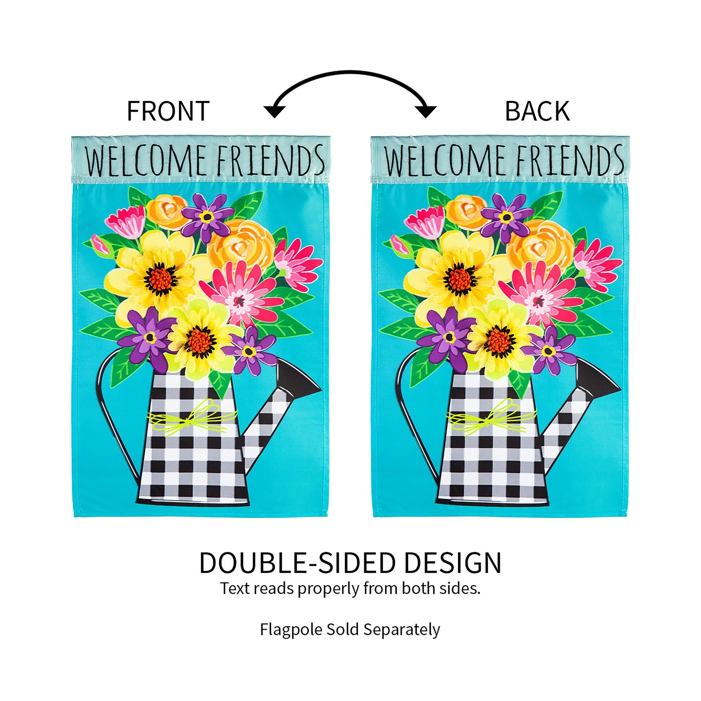 Buffalo Check Watering Can Garden Applique Flag