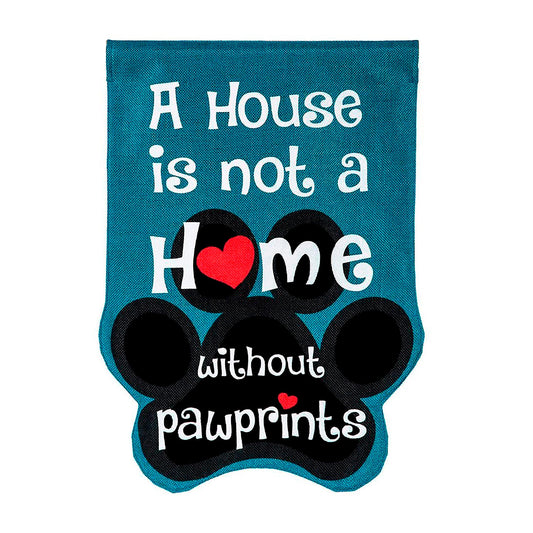 Paw Prints Burlap House Flag