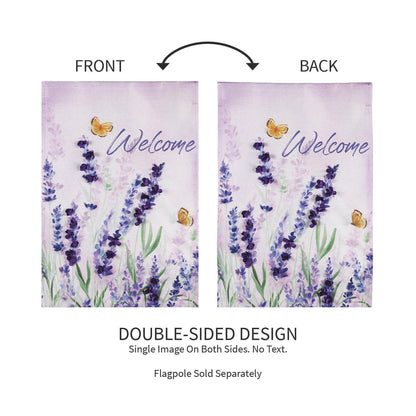 Hello Spring Lavender Burlap Garden Flag