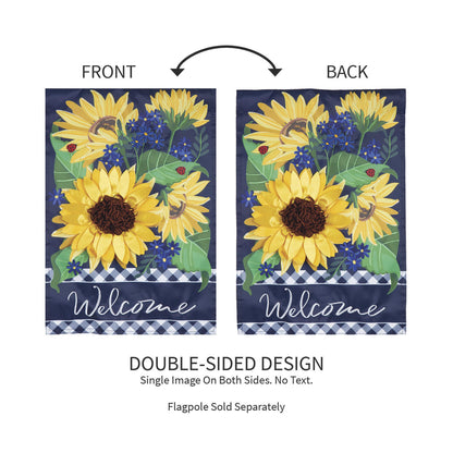 Sunflower Welcome Applique Garden Flag
