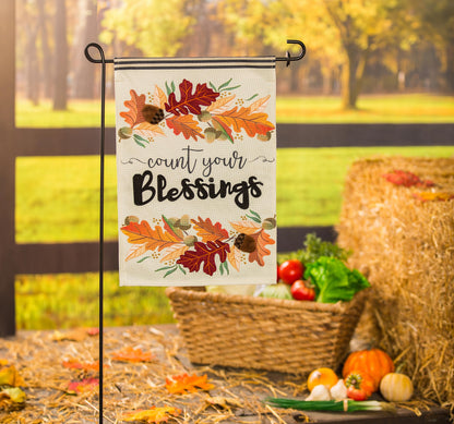 Count Your Blessings Garden Burlap Flag