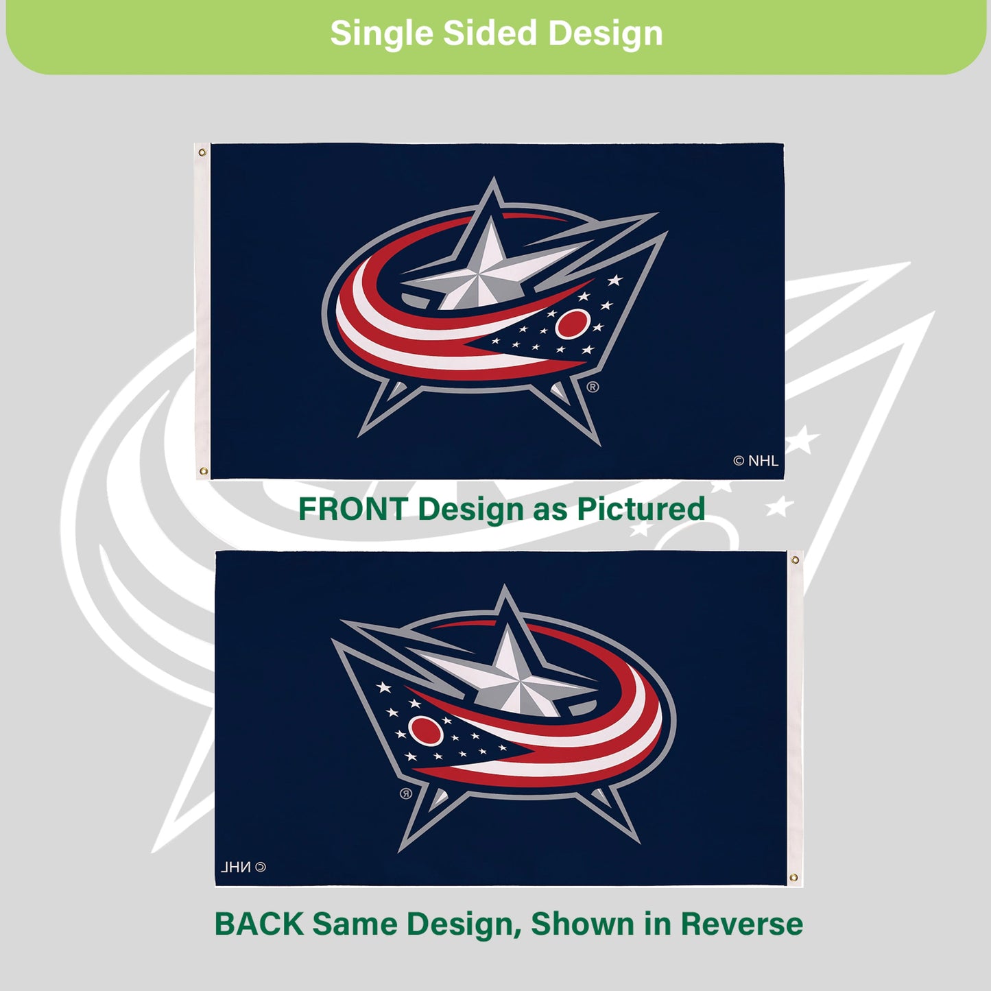 Columbus Blue Jackets Single Sided Flag w/ 2 Grommets, 3'x5'