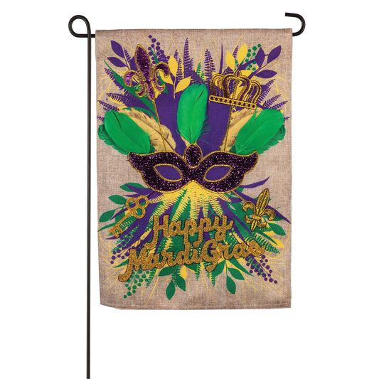 Mardi Gras Swag Garden Burlap Flag