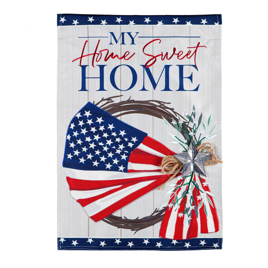 American Flag Wreath Garden Linen Flag