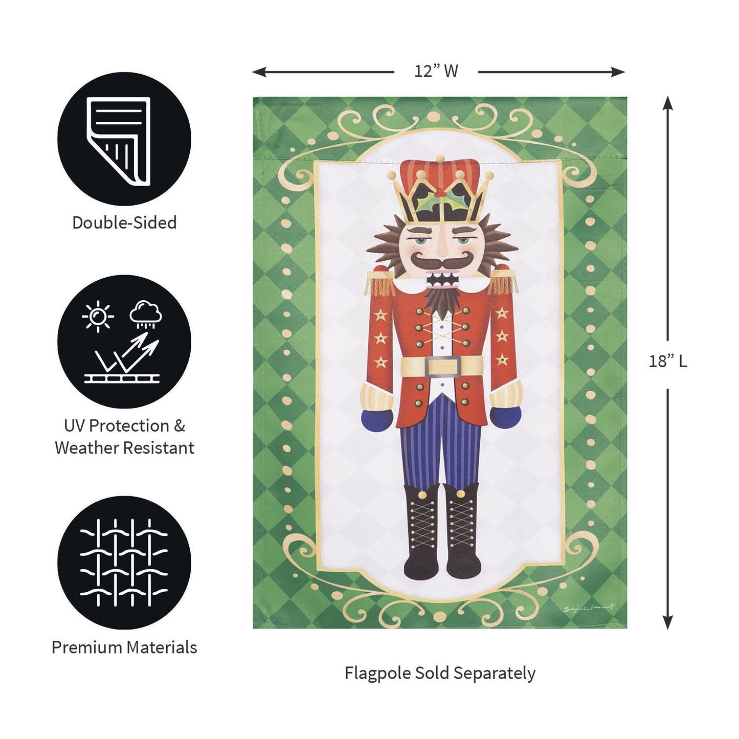 Trio Nutcracker Reversible Suede Garden Flag