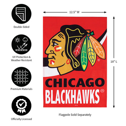NHL Hockey Burlap Garden Flag, Chicago Blackhawks