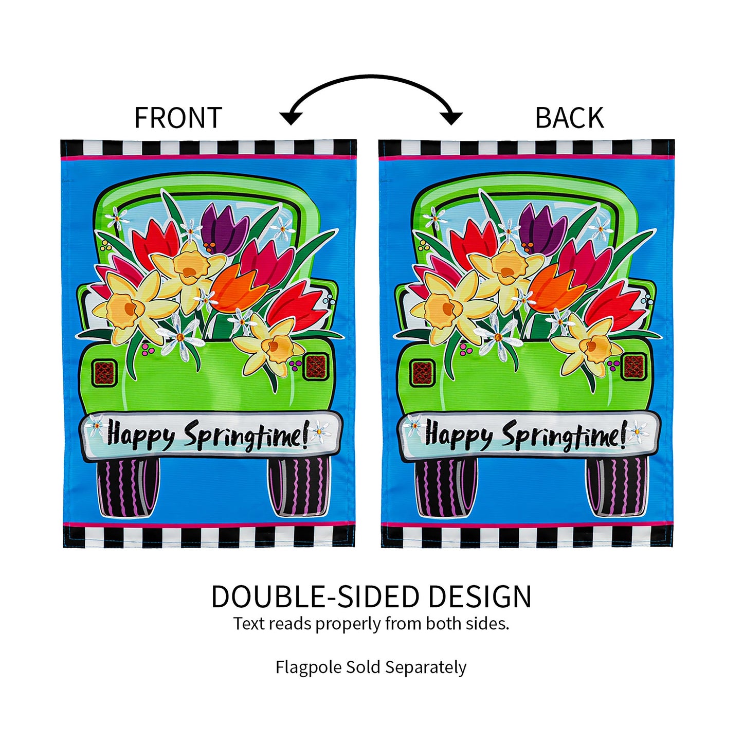 Springtime Truck Garden Applique Flag