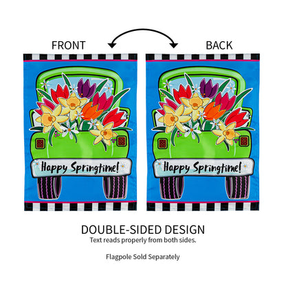 Springtime Truck Garden Applique Flag