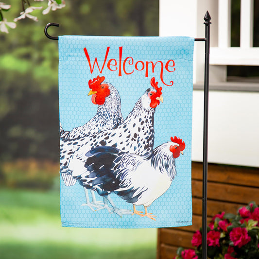 Chickens Suede Garden Flag