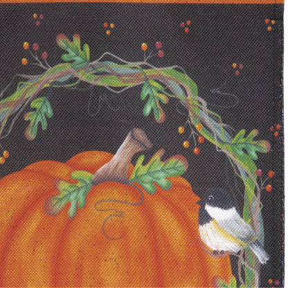 Chickadee and Pumpkin Burlap Garden Flag