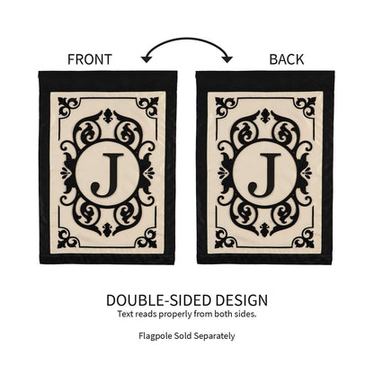 Cambridge Monogram Garden Applique Flag, Letter J