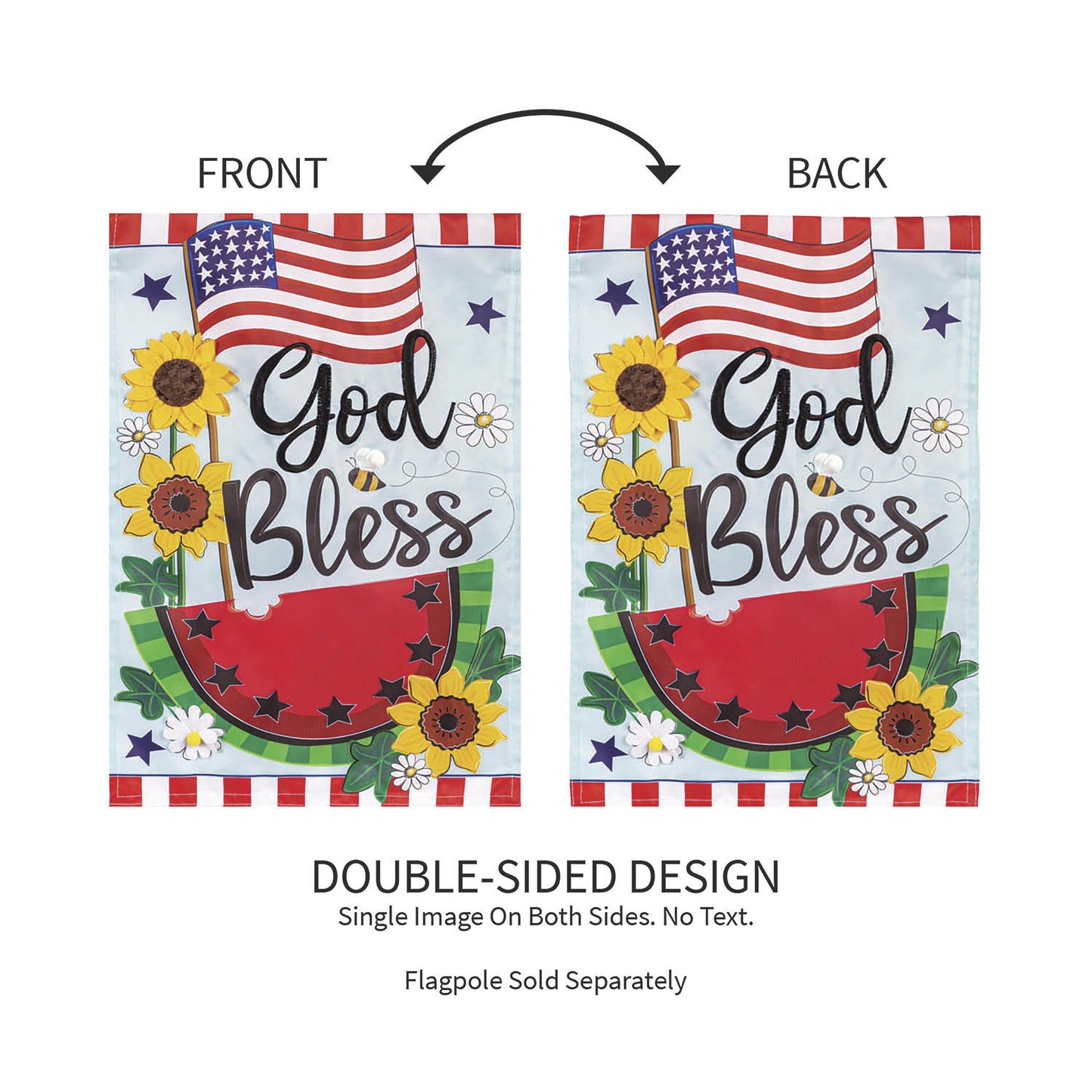 God Bless Patriotic Applique Garden Flag