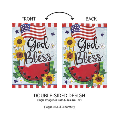 God Bless Patriotic Applique Garden Flag