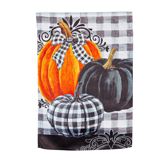 Pumpkin Check Garden Suede Flag