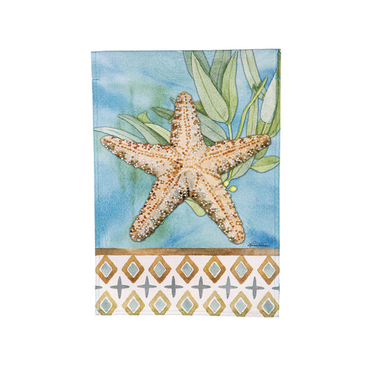 Coastal Starfish Burlap Garden Flag