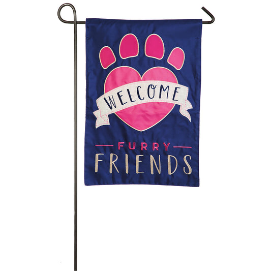 Welcome Furry Friends Garden Applique Flag