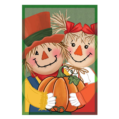 Couple Of Scarecrows Applique House Flag