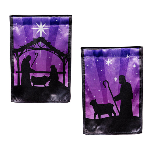 Nativity Reversible Lustre Garden Flag