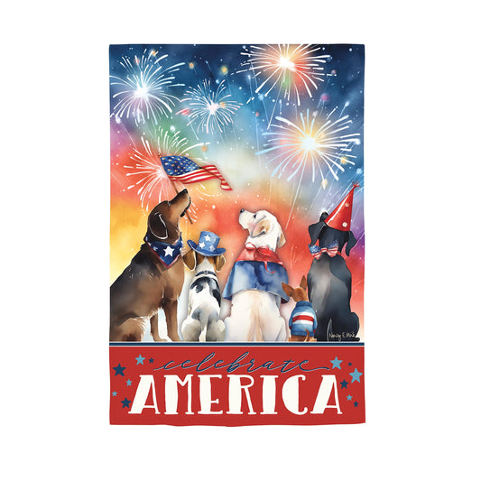 Patriotic Pups Suede House Flag