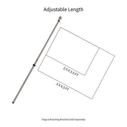 Extendable Metal House Flag Pole, Silver