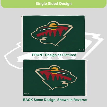 Minnesota Wild Single Sided Flag w/ 2 Grommets, 3'x5'
