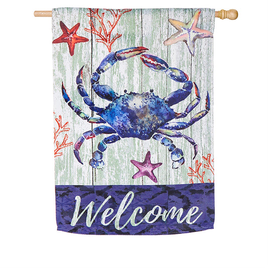 Welcome Crab House Suede Flag