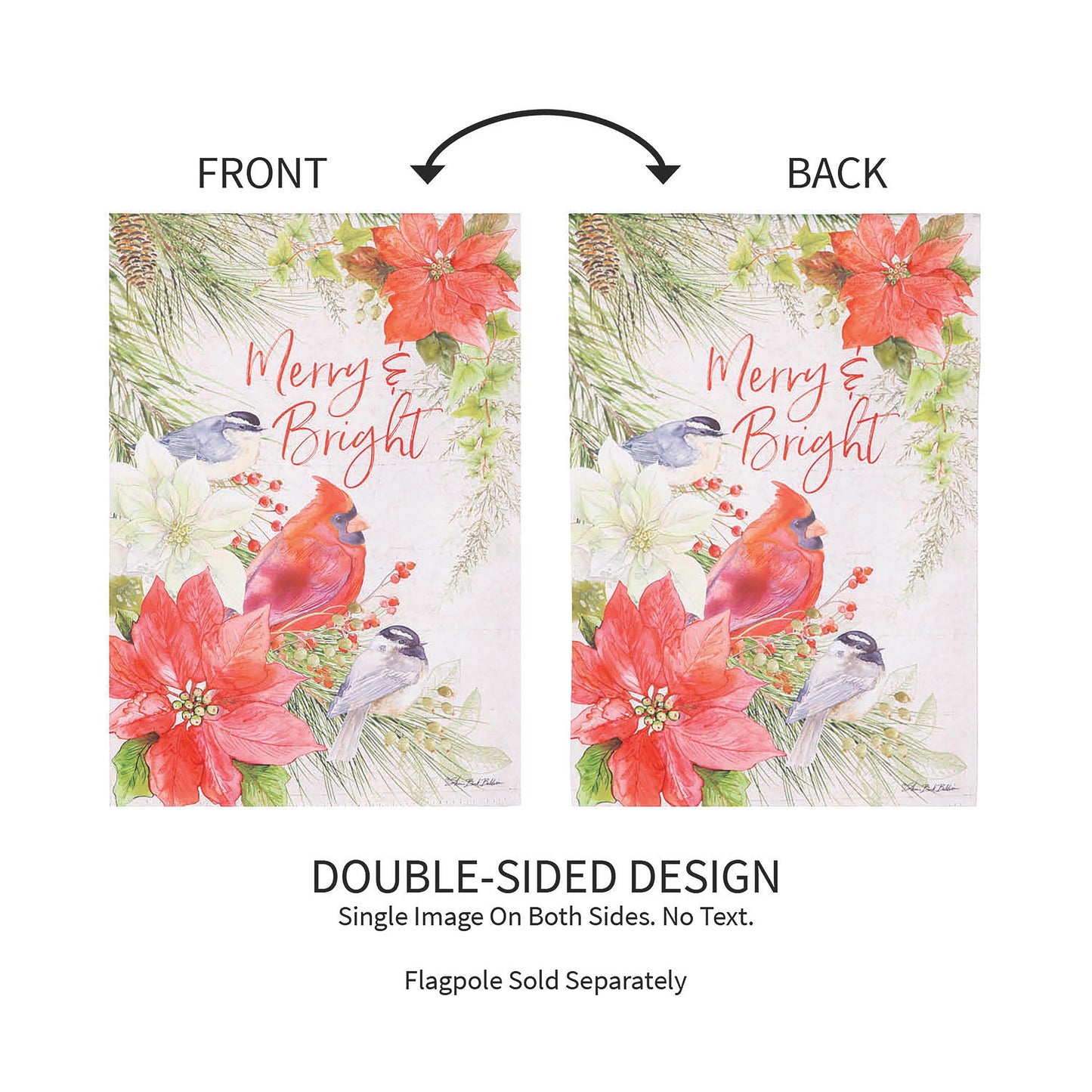 Merry and Bright Cardinal Suede House Flag