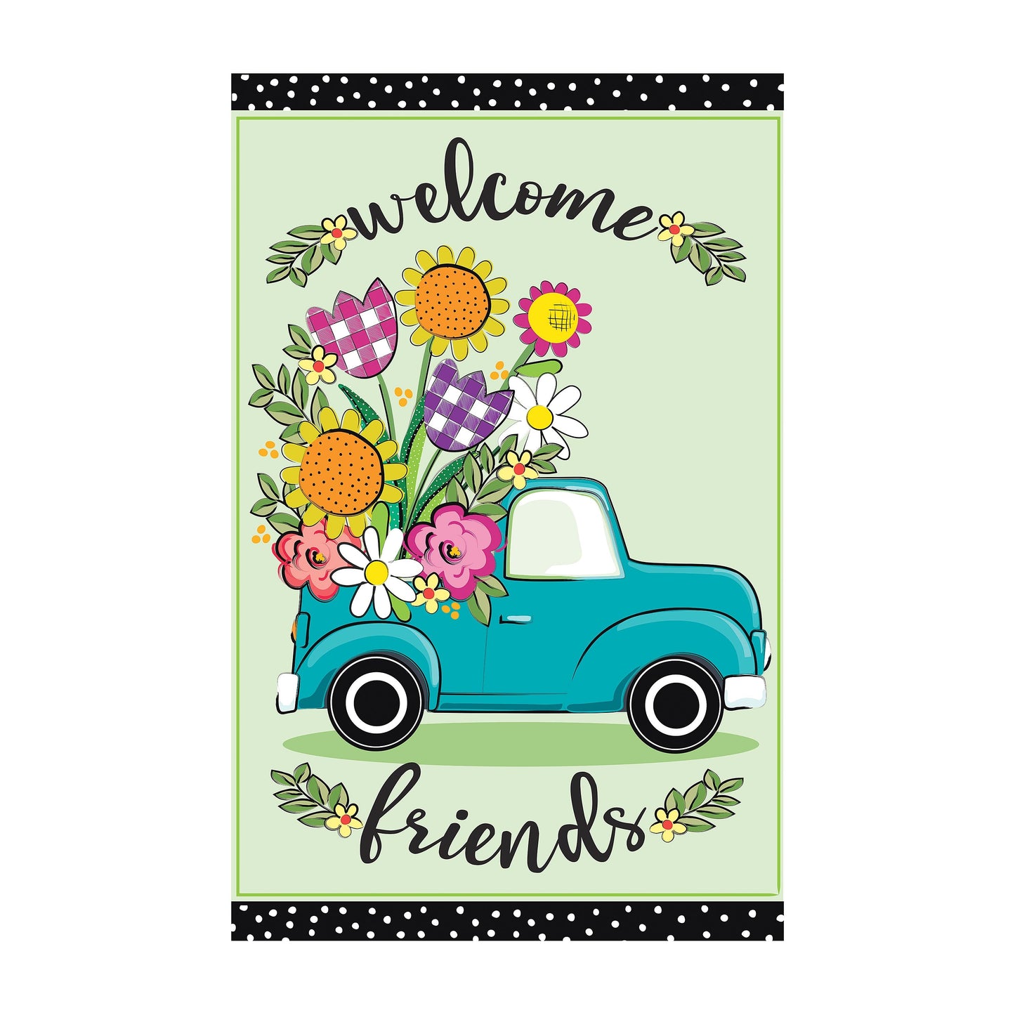 Flower Truck Applique Garden Flag