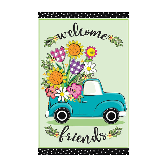 Flower Truck Applique Garden Flag