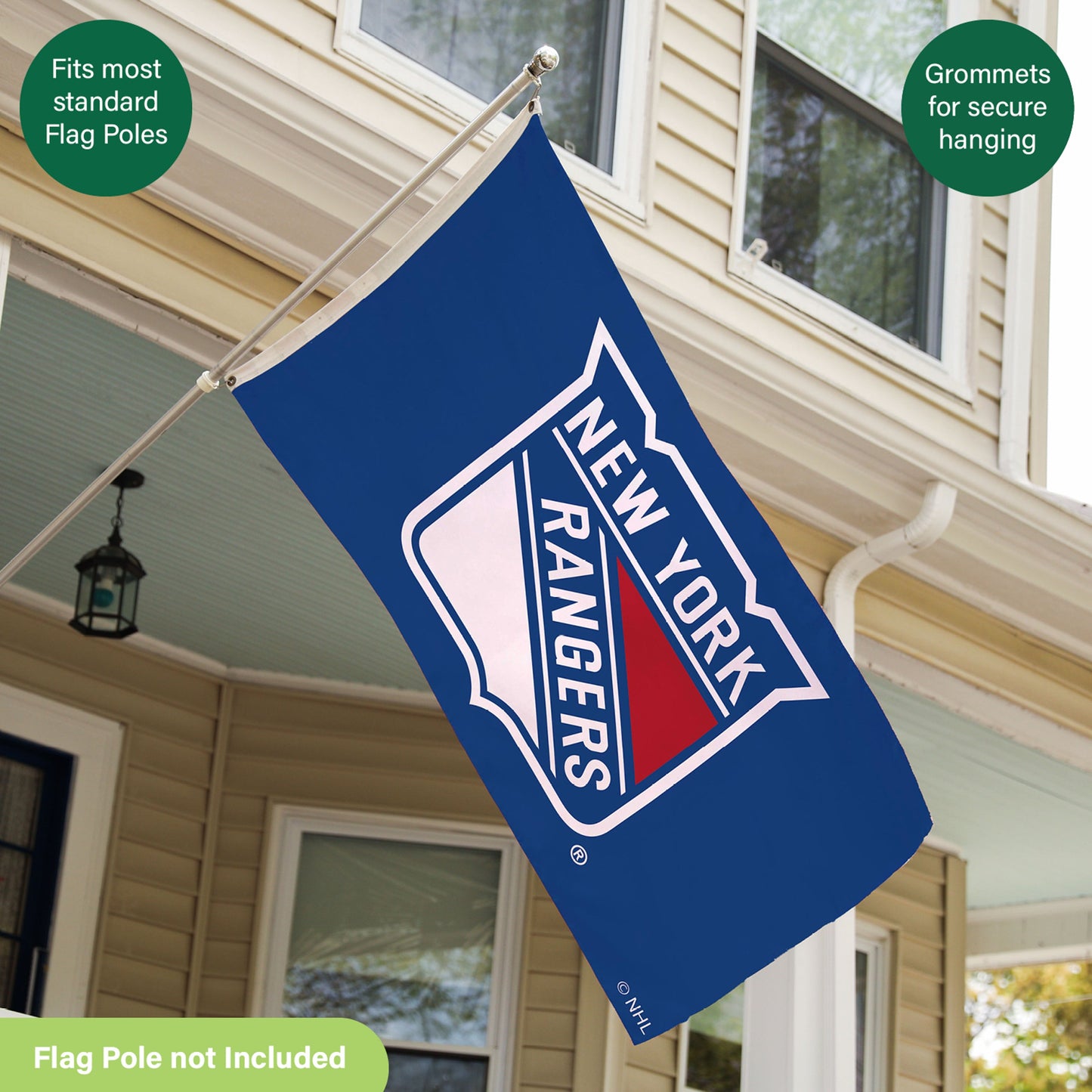 New York Rangers Single Sided Flag with 2 Grommets, 3'x5'