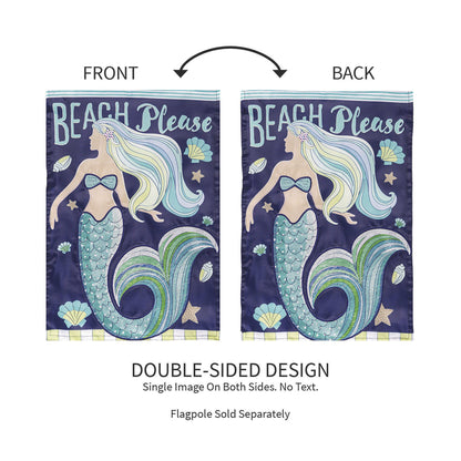 Mermaid Beach Applique Garden Flag