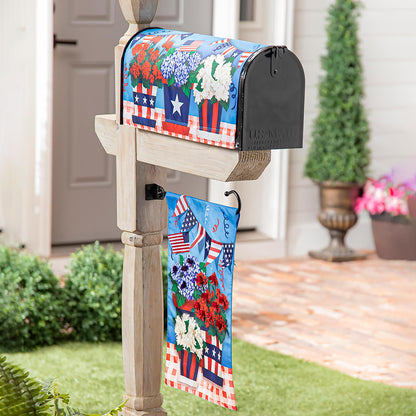 Patriotic Flower Pot Garden Linen Flag